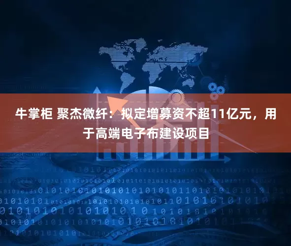 牛掌柜 聚杰微纤：拟定增募资不超11亿元，用于高端电子布建设项目
